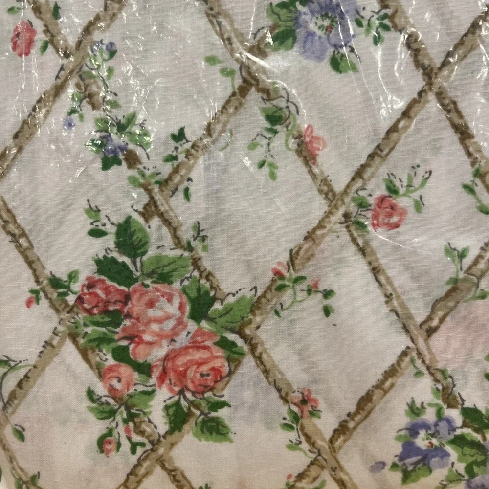 Martex Full‎ Fitted Sheet NOS Vintage Sealed Mod Floral Roses Trellises